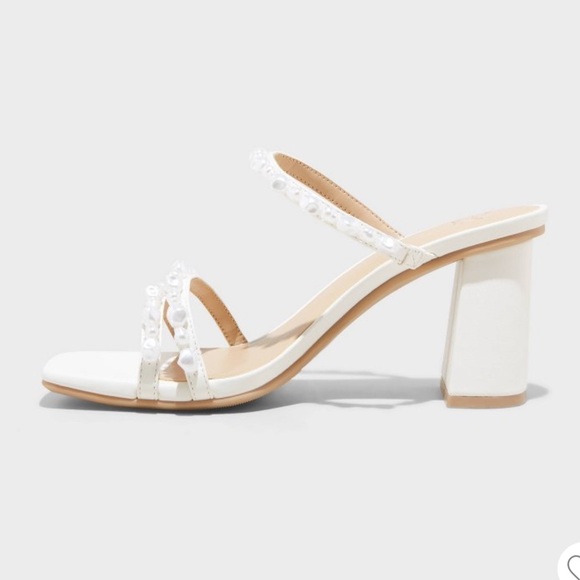 A New Day Stacy Mule Pearl Heels Cream Size 6 - Picture 2 of 3